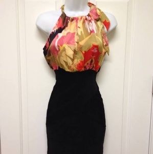 Bebe bandage dress with silk halter top